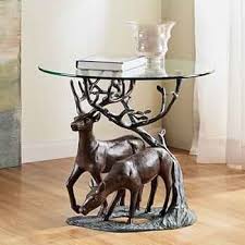 Zeckos Aluminum/Glass Deer Pair End Table ... - Amazon.com