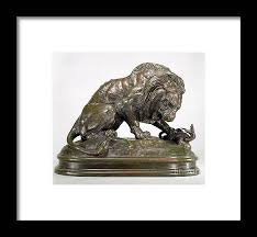 Lion And Serpent, 1833 Bronze Framed Print by Antoine Louis ...