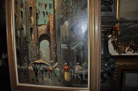 Very colorful older Market Place street scene oil Painting | eBay