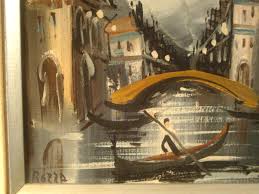 POMPEO BORRA FRAMED OIL O/C PAINTING VENICE CANAL CAFE ITALY VERY EARLY WORK | eBay