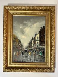 Framed Original Oil Painting on Canvas, Parisian Street ...