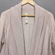 Lululemon Cardigan Sweater Womens 10 Pink Open Front Pockets Drawstring Cashmere | eBay