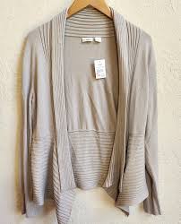 Cato Cardigan Sweater Womens L Khaki Tan Open Style LS Ribbed Knit Lightweight | eBay