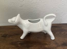 Vintage White Porcelain Ceramic Cow Creamer Gravy Pitcher or Planter 7” Long | eBay