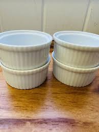 Set Of 4 White Oven Proof Vintage White Ramekins Baking Dishes See Photos | eBay