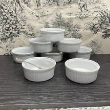 Set of 4, French, APILCO, Large, White, Porcelain, Ribbed, Ramekins, Souffle Dishes, Snacks, Sauces, Dipping Bowls - Etsy