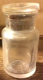 ANTIQUE T C ALLOY CAULK APOTHECARY CLEAR BOTTLE WITH GLASS STOPPER | #2005764209