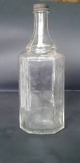 Antique Clear Glass Bottle With Metal Screw On Cap. 1qt | eBay