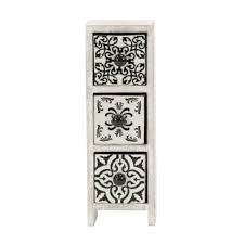 Traditional Rectangular White Latticed 3-Drawer Ceramic ...