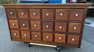 Primitive 18 Drawer Pine Apothecary Cabinet Cupboard 53.5w15.5d28h Square Nails Porcelain Knobs Shipping is Not Free - Etsy