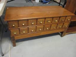 Vintage Library Card Catalog 16 Drawer Table