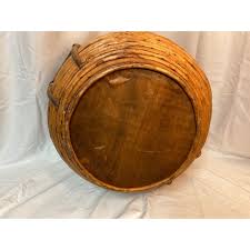 Vintage Pencil Reed Coiled Low Lid Basket | Chairish