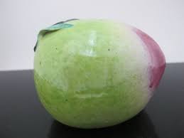 Large CHINESE Green Pink Porcelain PEACH Altar Temple Fruit ...