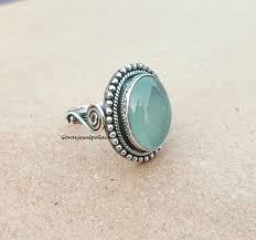 Blue Chalcedony Ring: Handmade 925 Sterling Silver Boho Band ...