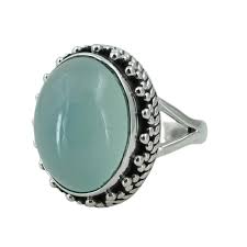 Navya Craft Chalcedony Silver Ring 925 Sterling Silver ...