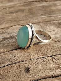 Aqua chalcedony ring, 925 sterling silver, mermaid gift ...