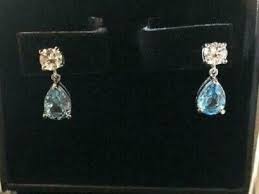 5.40Ct Teardrop Created Aquamarine Drop Dangle Earrings 14K ...