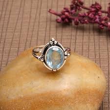 Aquamarine Ring, 925 Sterling Silver Ring, Blue Gemstone ...