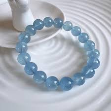 High Quality Genuine 10mm Blue Aquamarine Beaded Bracelet ...