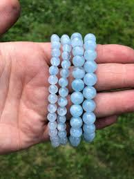 Aquamarine Elastic Bracelet (Grade AA) - 6mm & 8mm Beads ...