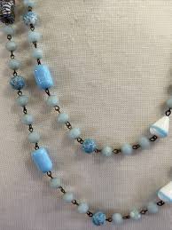 Vintage Czech Blue Glass Long Bead Necklace & Dangle Drop Pierced Earrings Set | eBay