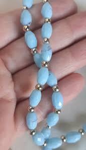 1950's Baby Blue Glass Beaded Necklace - Etsy UK