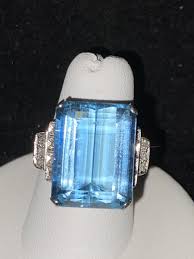 Antique Rare Dark Santa Maria Aquamarine Platinum Single Cut Diamonds Ring | eBay