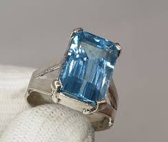 NATURAL SWISS BLUE TOPAZ RING 35.0 CARATS 925 SILVER MALE RING | eBay