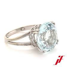 Ring IN 750 White Gold With 1 Aquamarine Gemstone 8,30 CT ...