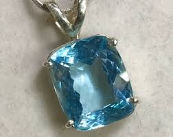 Blue Topaz Pendant: Sterling Silver Necklace, Fine Cut ...