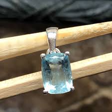 Genuine 2.5ct Aquamarine 925 Solid Sterling Silver Pendant ...