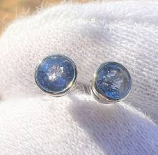 14k White Gold Montana Sapphire Earrings - Etsy