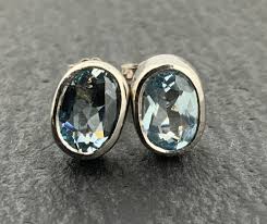 Vintage 9ct White Gold Aquamarine Stud Earrings - Etsy