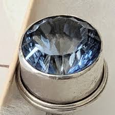 Vintage Size 6 Sterling Silver Blue Topaz Solitaire Cocktail Ring Marked INDIA - 7g - Gift Box - Mother's Day Gift - Etsy