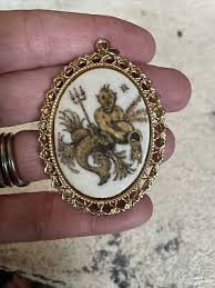 Vintage Halloween Devil Pendant Fish Aquarius Porcelain ...