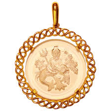 Gorgeous TRIFARI Aquarius Vintage Glass Pendant. For Sale at ...