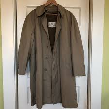 VTG English Squire Trench Coat Removable Fur Lining 44 XL ...