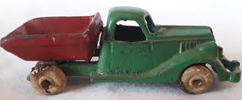 Pair of Hubley 1930s Cast Iron Trucks * Blue Pickup * Green ...