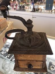 Antique Victorian Cast Iron Repousse Tin Wood Coffee Grinder ...