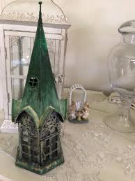 Vtg Tealight CATHEDRAL Lantern GLASS & METAL House ...