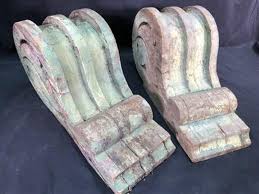 2 Green Corbels, Architectural Salvage, Reclaimed Porch ...