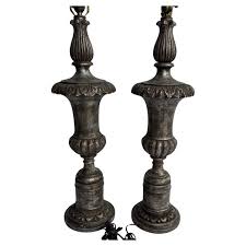 Pair of Italian Mid Century Silver Leaf Table Lamps For Sale at 1stDibs