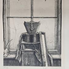 Original Etching by Rolf Escher "Forgotten Window " dated, signed, 1977 For Sale at 1stDibs