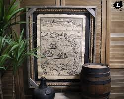 Larger Caribbean Islands Map Etch Pirates Aged Document ...