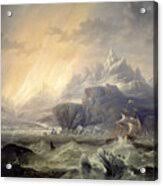 HMS Erebus and Terror in the Antarctic Canvas Print by James Wilson Carmichael - Pixels Merch