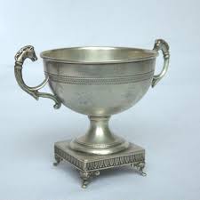 Antique Bowl With Stand and Double Handles And Engravings ...