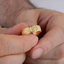 10k Gold Lion Ring: Handmade Mens Wedding Band - Etsy