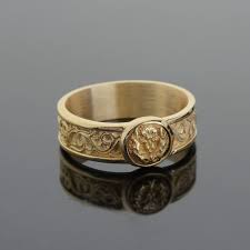 10k Gold American Eagle Ring: Engraved Band, Handmade ...