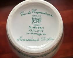 Rare French Vintage Limoges George Boyer Vase – Blue ...