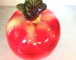 Vintage Apple Shaped Cookie Jar by Brinn's Glassware Co ...